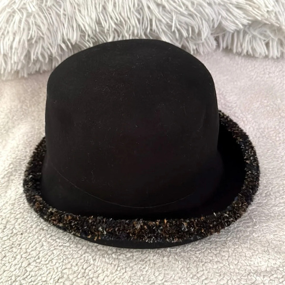 Filippo Catarzi Black with knit multi colored brim end 100% wool made in Italy. main image 6